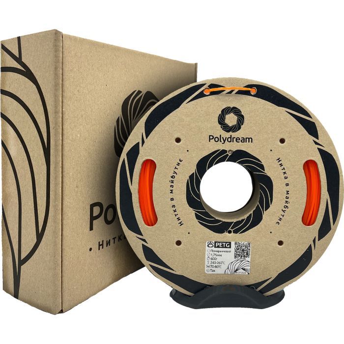 Пластик для 3D-принтера Polydream PETG 1,75mm 1,2кг Tansparent orange (PETG2009/12) изображение 2