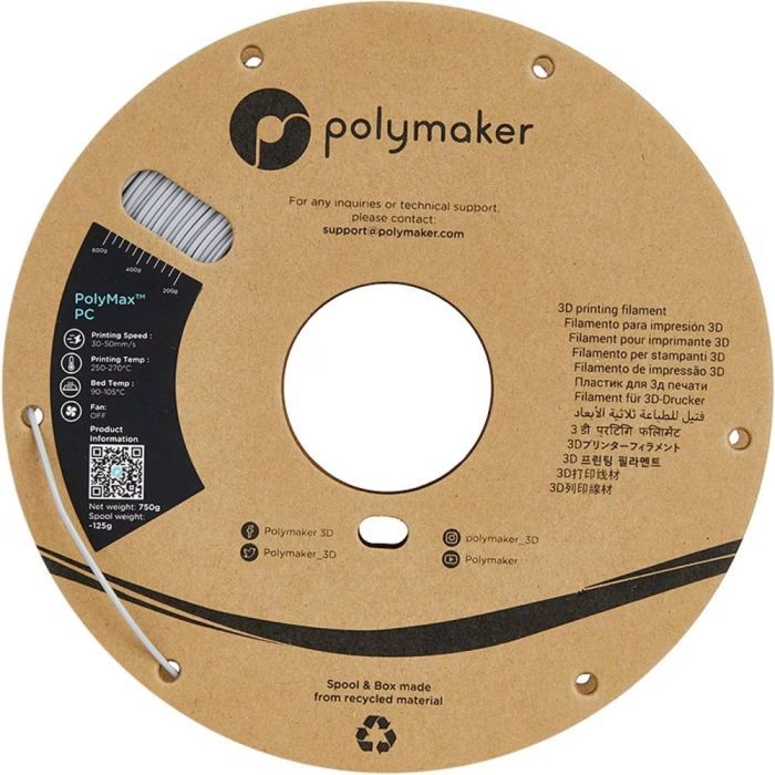 Пластик для 3D-принтера Polymaker PC PolyMax TOUGH 1,75mm 0,75kg BLACK (PC02001) изображение 2