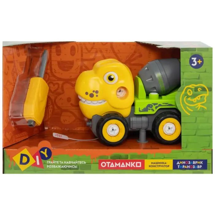 Конструктор Otamanko Машинка-конструктор Тиранозавр бетономешалка Желтый/зеленый (OTA-122TR) изображение 4
