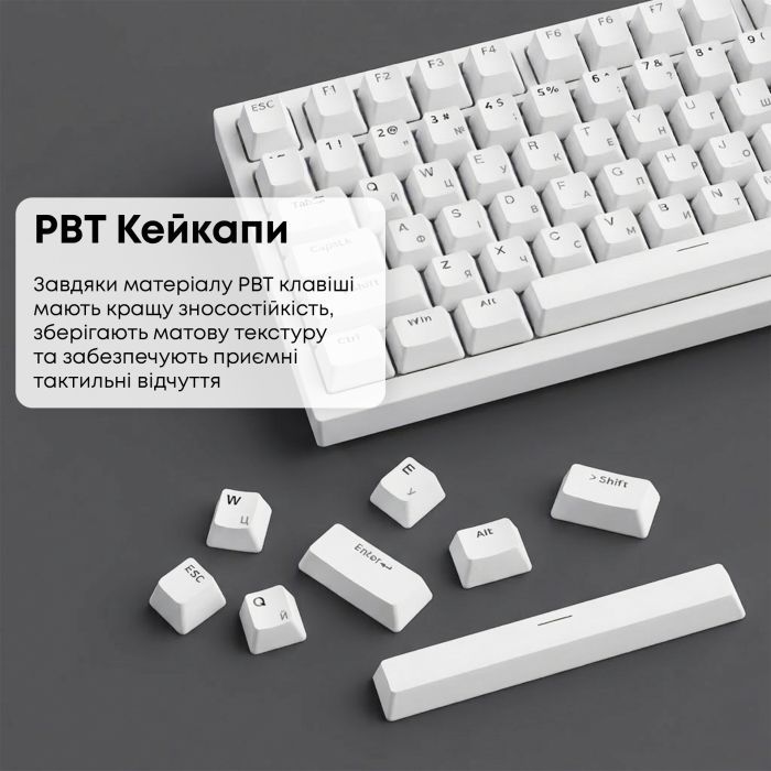 Клавиатура Ajazz AK820 Red Switch USB-C UA White (AK820-R-W) изображение 13