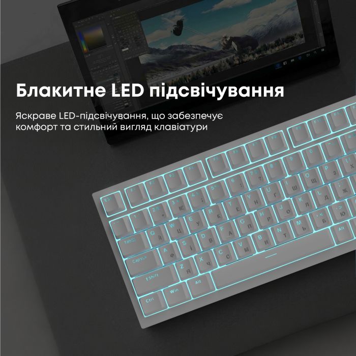 Клавиатура Ajazz AK820 Red Switch USB-C UA White (AK820-R-W) изображение 14