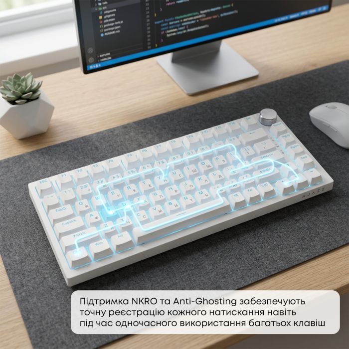 Клавиатура Ajazz AK820 Red Switch USB-C UA White (AK820-R-W) изображение 15