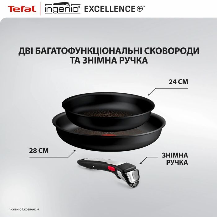 Набор посуды Tefal Ingenio Excellence+, 3 предмети, чорний (P0009553) изображение 4