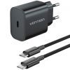 Зарядний пристрій Vention 1xUSB-C PD20W + cable USB-C to Lightning black (G17B0-EU)