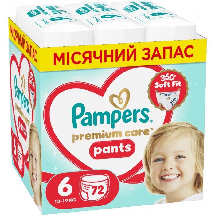 Подгузники Pampers Premium Care Pants Розмір 6 (13-19 кг) 72 шт (8006530320139)
