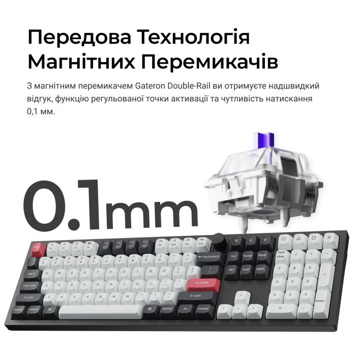 Клавіатура Keychron Q6 HE Magnetic Switch RGB UA Black (Q6H-M1-UA) зображення 9