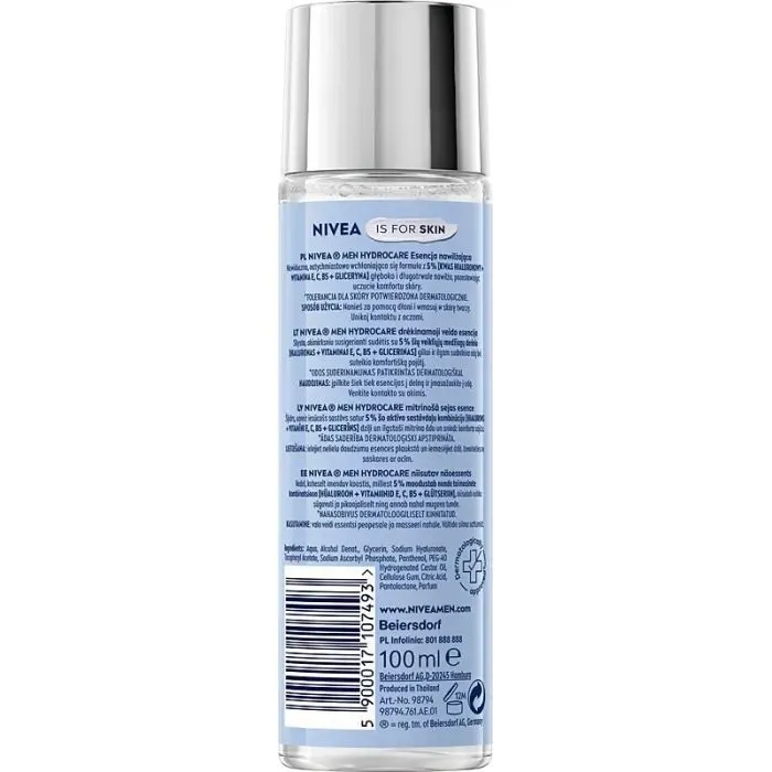 Эмульсия для лица Nivea Men Hydro Care Hydrating Liquid 100 мл (9005800400266) изображение 2