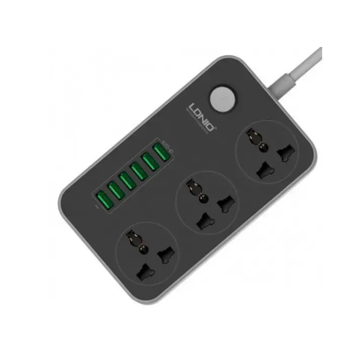 Сетевой фильтр питания LDNIO SC3604, 3 роз, 6 USB, 2м, Black (SC3604)