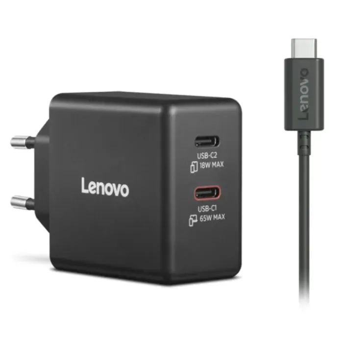 Блок питания к ноутбуку Lenovo Dual USB-C 65W GaN Charger (40AW065BEU) изображение 2