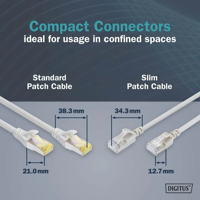 Патч-корд 0.5м, FTP, cat.6A, Sliim, AWG 32/7, Cu, LSZH, grey Digitus (DK-1632-A-005S) изображение 2