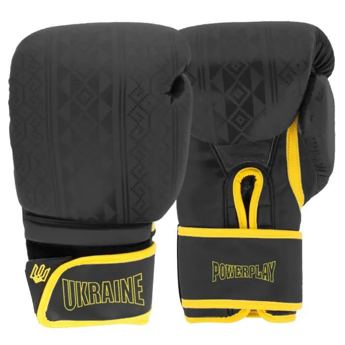 Боксерські рукавички PowerPlay 3021 Ukraine Чорні 10 унцій (PP_3021_10oz_Black)