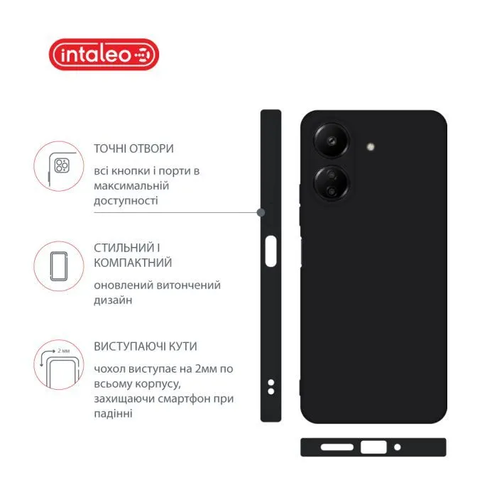 Чохол до мобільного телефона Intaleo Silicone Xiaomi Redmi 13C 4G Black (1283126600784) зображення 4