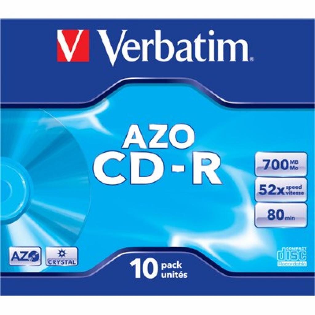 Диск CD Verbatim 700Mb 52x Jewel Case AZO CRYSTAL (43327)