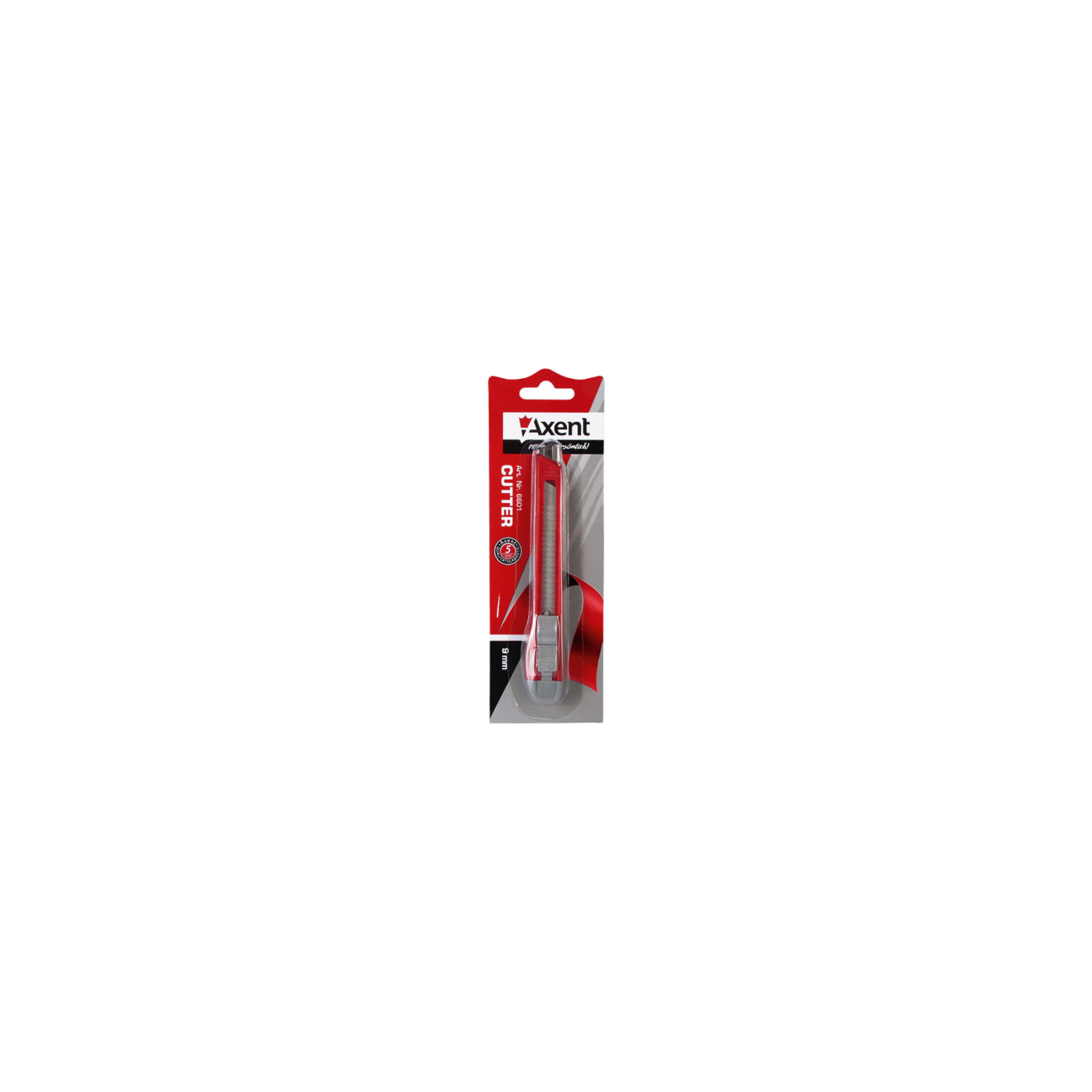 Нож канцелярский Axent 9 мм, metal runners, blister, gray-red (6601-А) изображение 2