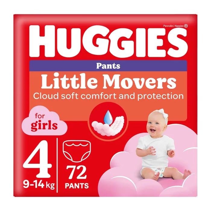 Підгузки Huggies Little Movers/Pants 4 (9-14 кг) M-Pack для дівчаток 104 шт (5029054568095)