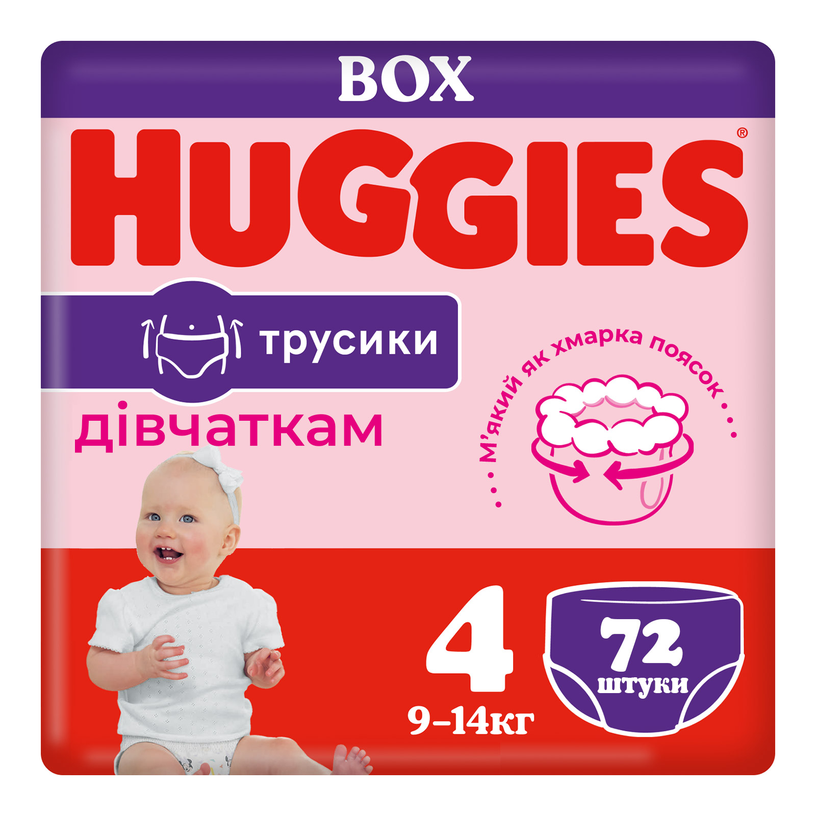 Підгузки Huggies Pants 4 (9-14 кг) для дівчаток 72 шт (5029053564098)