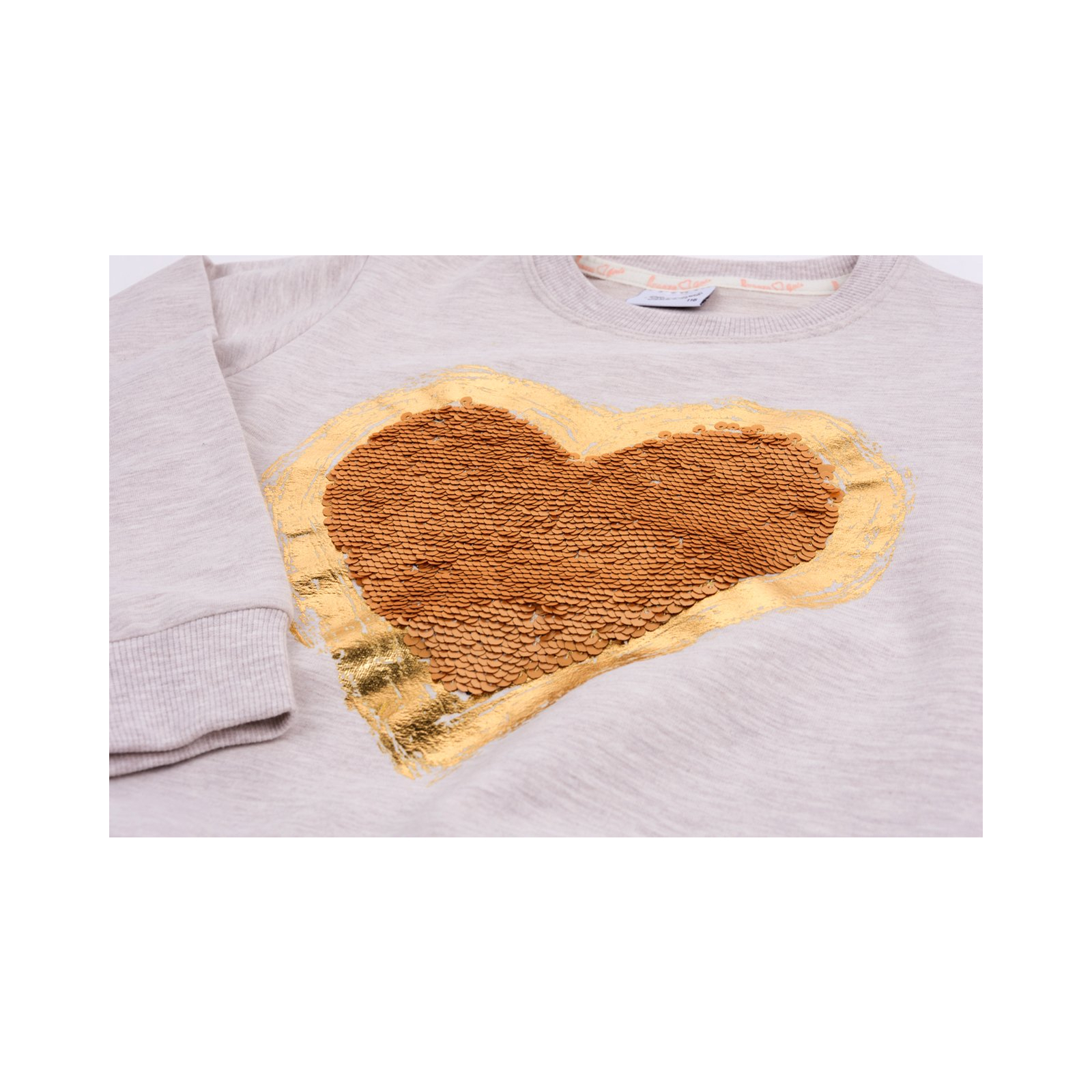 Кофта Breeze с сердцем из пайеток (9972-116G-beige) изображение 4