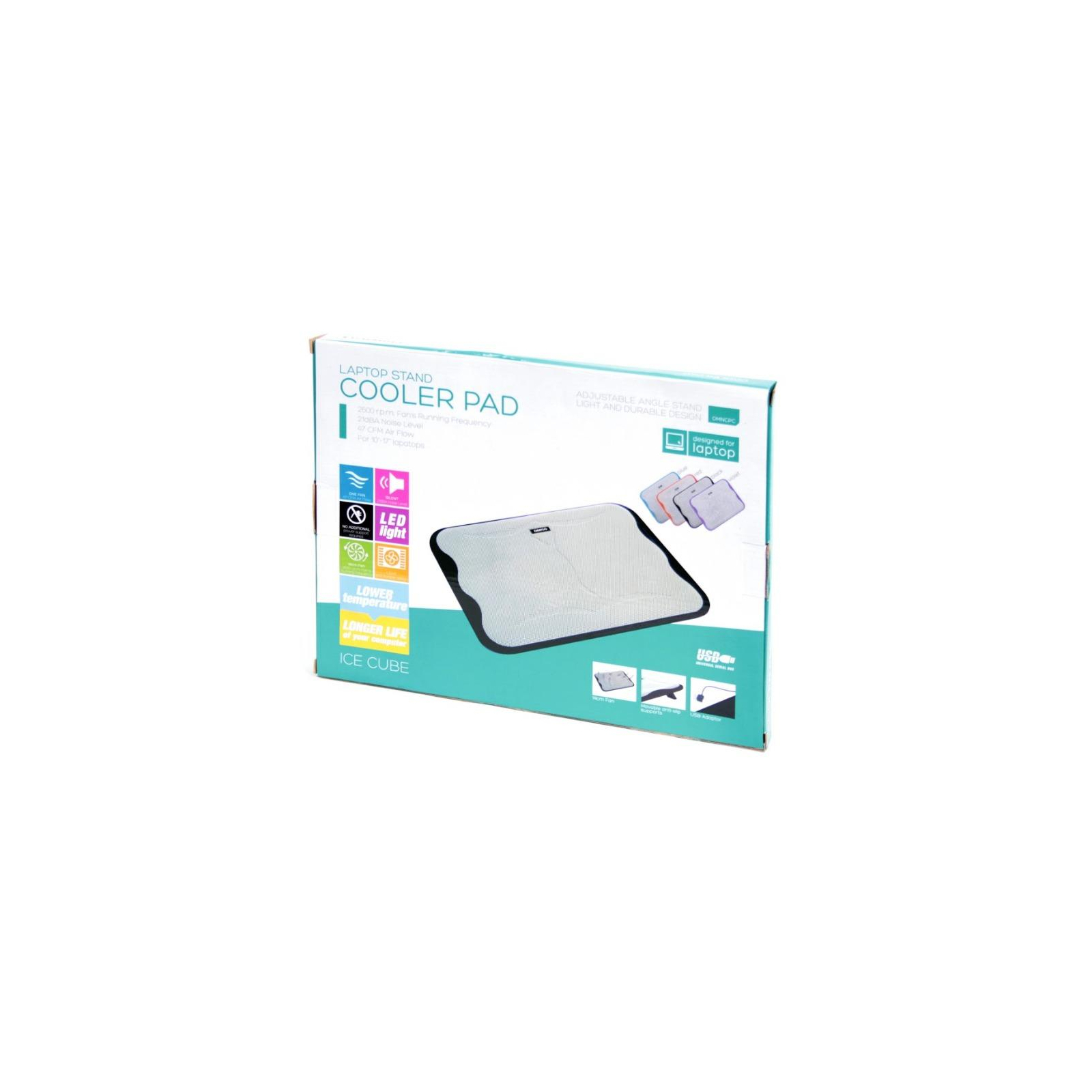 Подставка для ноутбука Omega Laptop Cooler pad "ICE CUBE" 14cm fan USB port black (OMNCPC) изображение 5