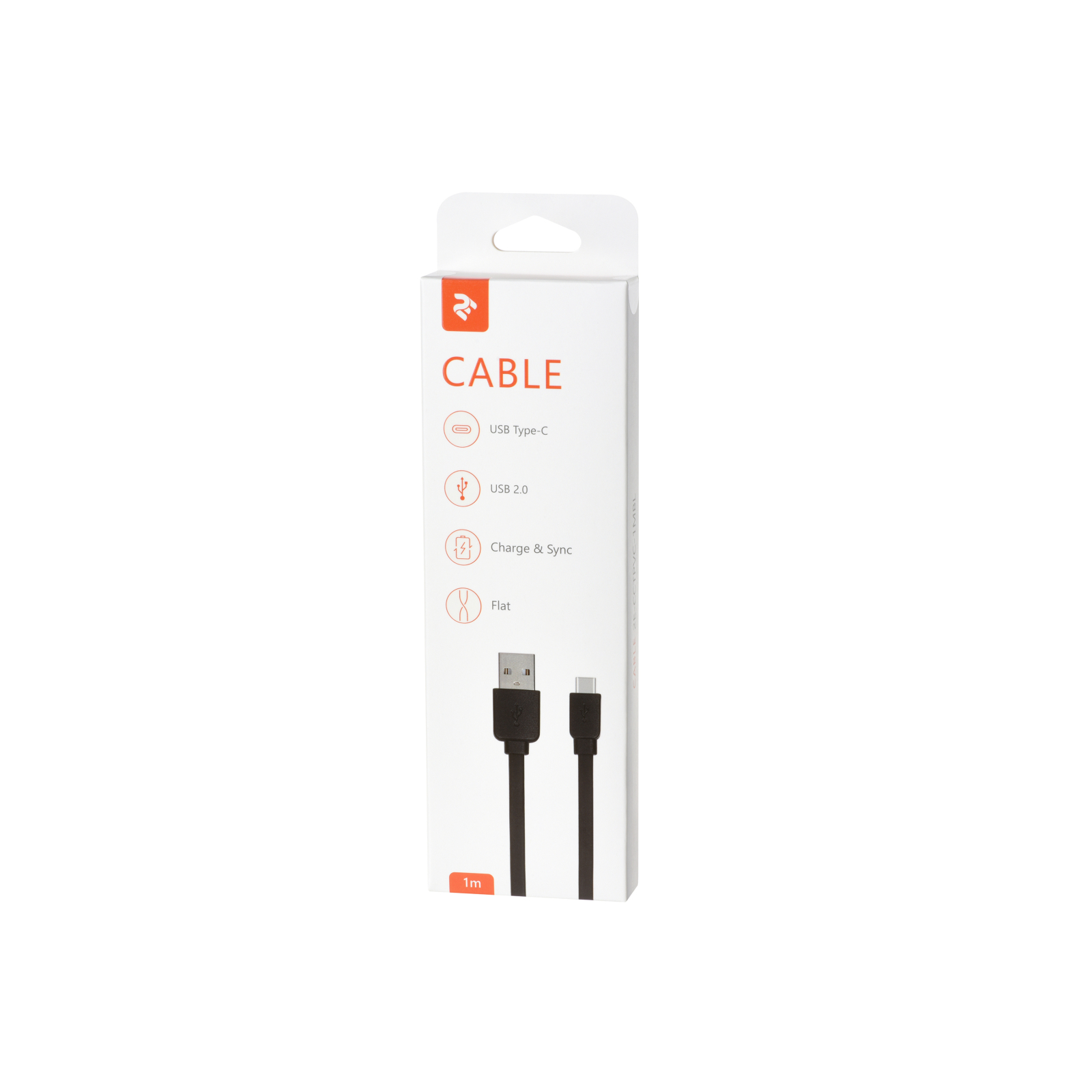 Дата кабель USB 2.0 AM to Type-C 1.0m Flat Single Molding Type, Black 2E (2E-CCTPVC-1MBL) зображення 2