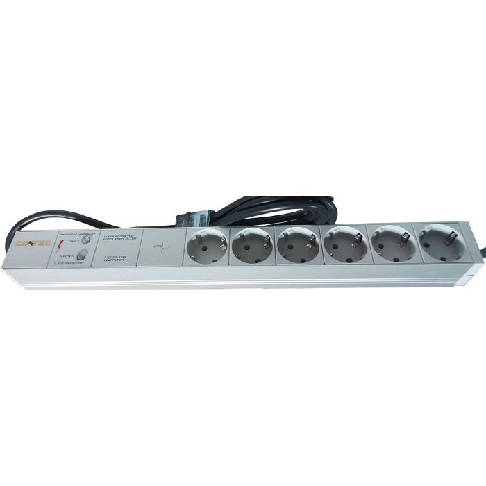 Силовой блок Conteg 19" 1U 6xSchuko, фильтр ВЧ, с кабелем 3м (DP-RP-06-SCHUPH)