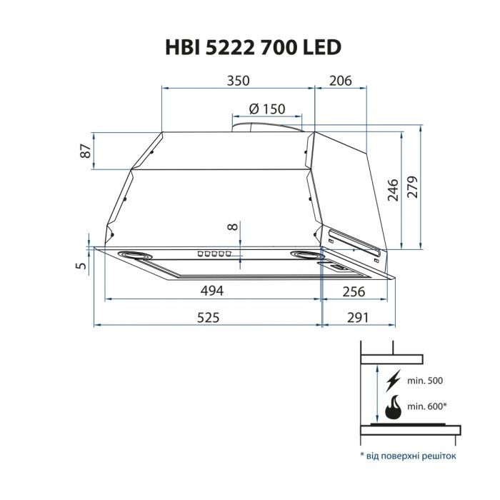 Витяжка кухонна Minola HBI 5222 I 700 LED зображення 9