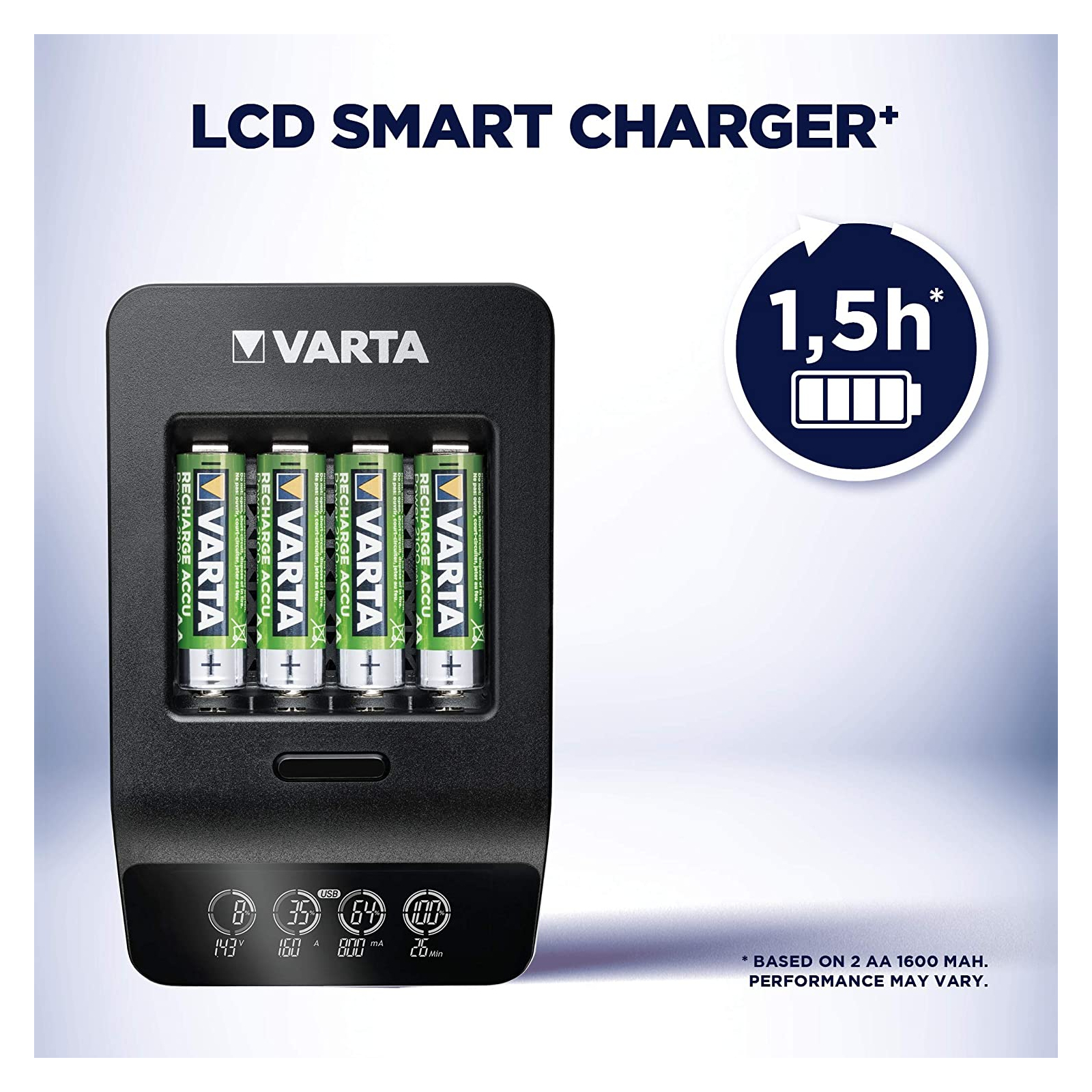 Зарядний пристрій для акумуляторів Varta LCD Smart Plus CHARGER +4*AA 2100 mAh (57684101441) зображення 5