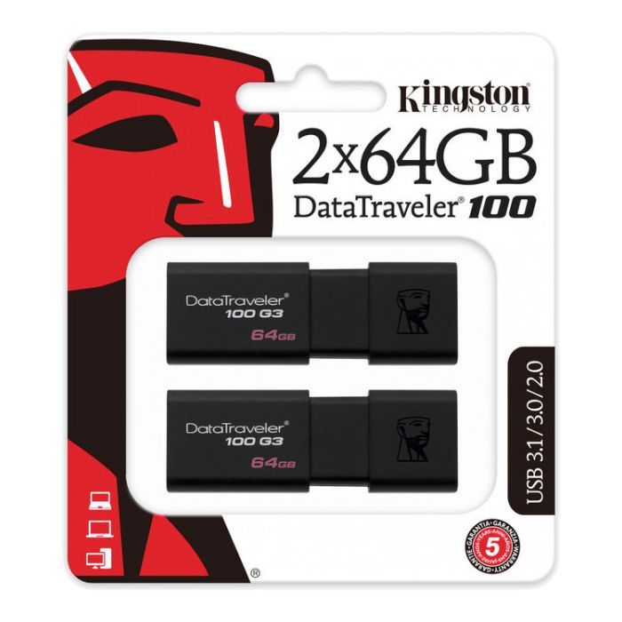 USB флеш накопитель Kingston 2x64GB DataTraveler 100 G3 USB 3.0 (DT100G3/64GB-2P) изображение 7