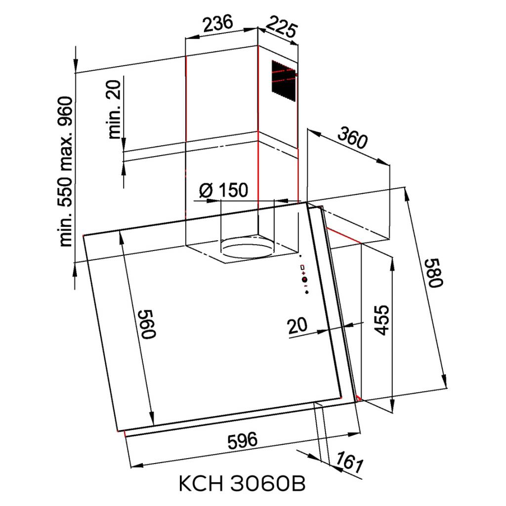 Вытяжка кухонная Kernau KCH 3060 B изображение 3