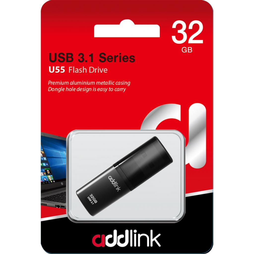 USB флеш накопичувач AddLink 32GB U55 Black USB 3.1 (ad32GBU55B3) зображення 2