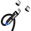 Дата кабель USB 2.0 AM to Lightning + Micro 5P + Type-C 1.0m Magnetic Ro ColorWay (CW-CBUU037-BK) зображення 4