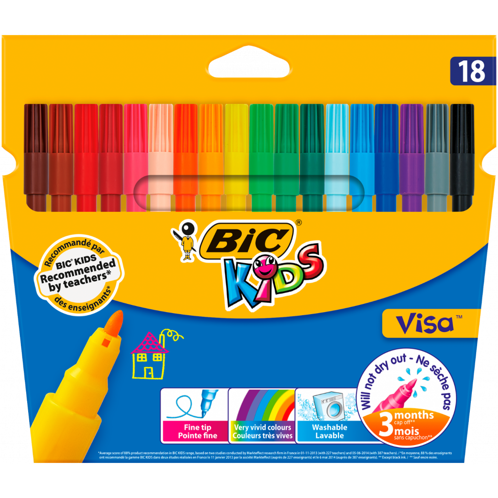 Фломастеры Bic Kids Visa 880, 18 цветов (bc888681)