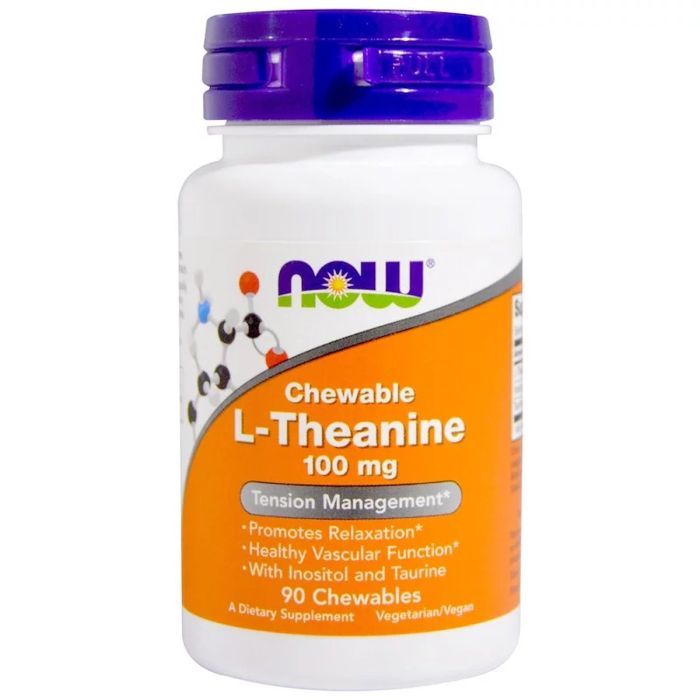 Аминокислота Now Foods L-Теанин, L-Theanine, 100 мг, 90 жевательных таблеток (NOW-00144)