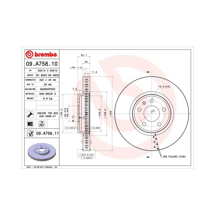 Тормозной диск Brembo 09.A758.11
