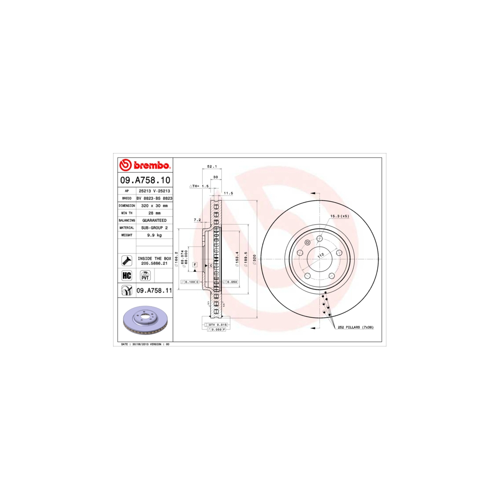 Тормозной диск Brembo 09.A758.11