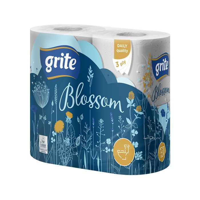 Туалетная бумага Grite Blossom 3 слоя 4 рулона (4770023348736)