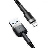 Дата кабель USB 2.0 AM to Lightning 3.0m 2.0A grey-black Baseus (CALKLF-RG1)