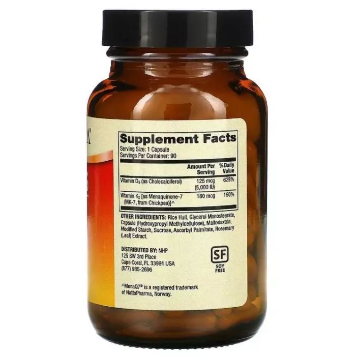 Вітамін Dr. Mercola Вітаміни D3 і K2, 5000 МО, 90 капсул (MCL-01996) зображення 2