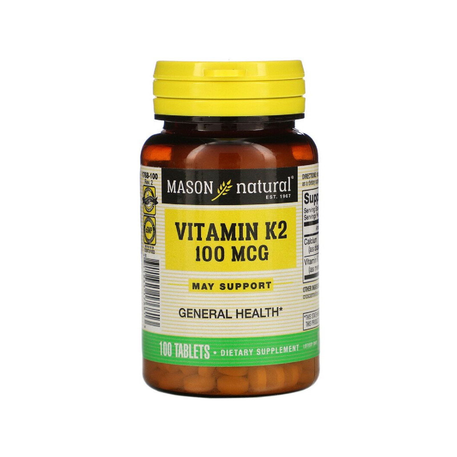 Вітамін Mason Natural Вітамін K2 100 мкг, Vitamin K2, 100 таблеток (MAV17681)