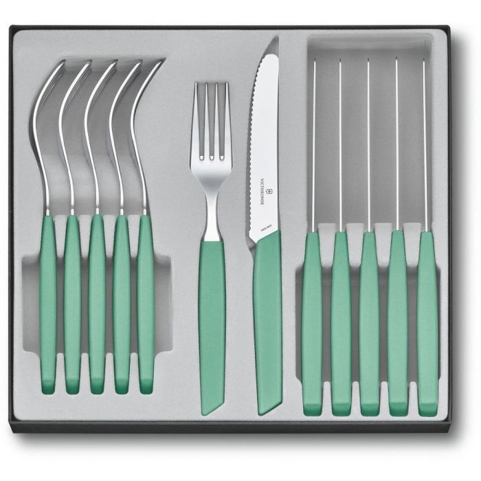 Набор столовых приборов Victorinox Swiss Modern Table Set 12 шт Tomato Mint (6.9096.11W41.12)