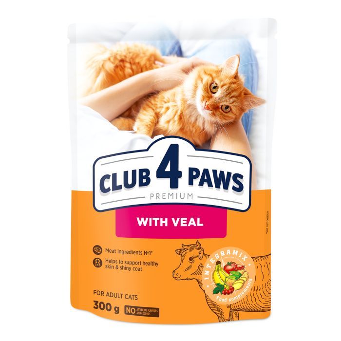 Сухой корм для кошек Club 4 Paws Премиум. С телятиной 300 г (4820083909184)