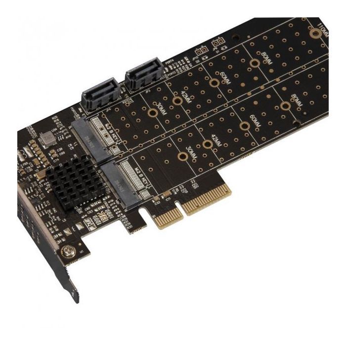 Плата расширения Frime 88SE9215 PCI-E-2хM.2 SATA3+2хSATA3 PCIe (ECF-PCIEtoSSD012.LP)