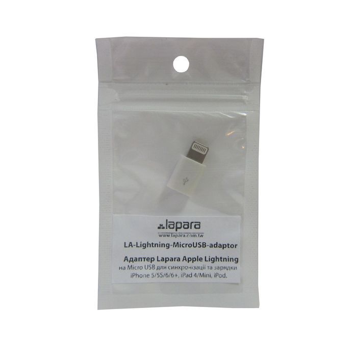 Перехідник Lightning to Micro USB Lapara (LA-Lightning-MicroUSB-adaptor white) зображення 2
