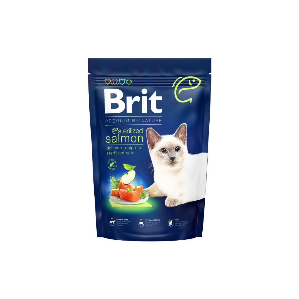 Сухой корм для кошек Brit Premium by Nature Cat Sterilized Salmon 300 г (8595602553013)