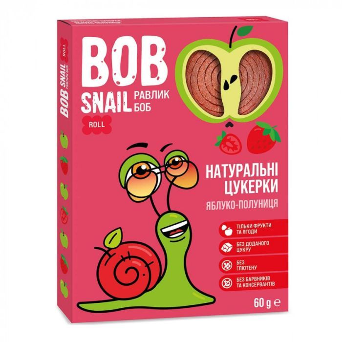Конфета Bob Snail Улитка Боб Яблочно-клубника 60 г (4820162520415)