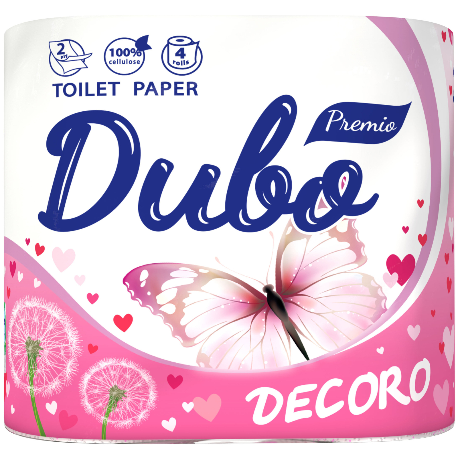 Туалетная бумага Диво Premio Decoro с красным тиснением 2 слоя 4 рулона (4820003833018)