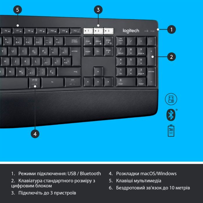 Комплект Logitech MK850 Performance Wireless UA (920-008226) изображение 7