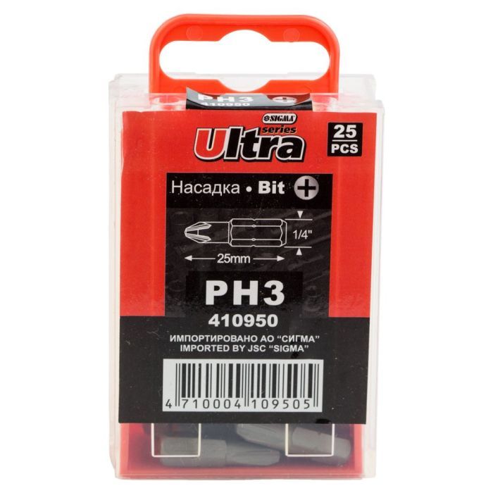 Набор бит Ultra PН3x25мм 1/4" 25шт S2 (4010302) изображение 4
