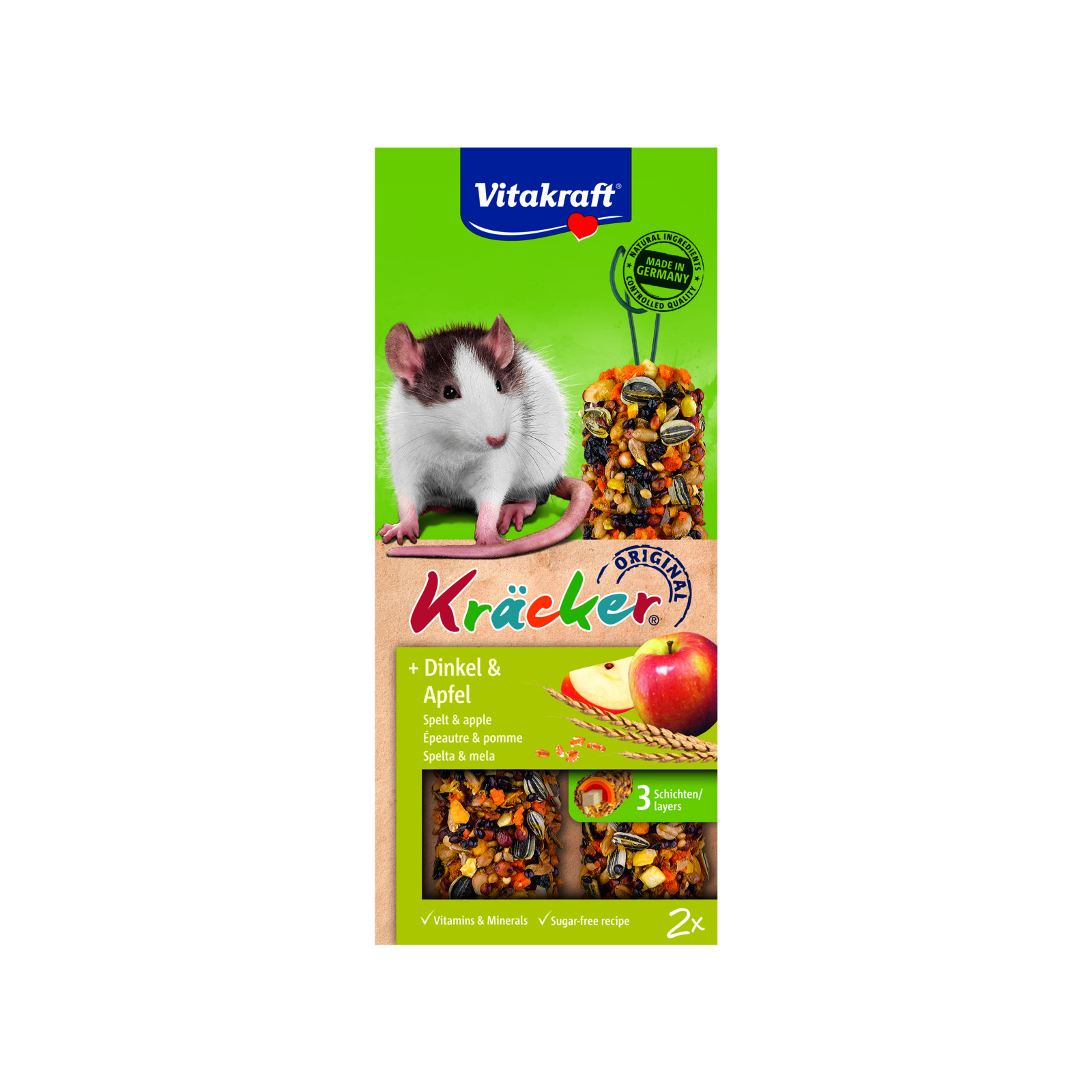 Лакомство для грызунов Vitakraft Kracker с зерном и фруктами для крыс 2 шт (4008239251404)