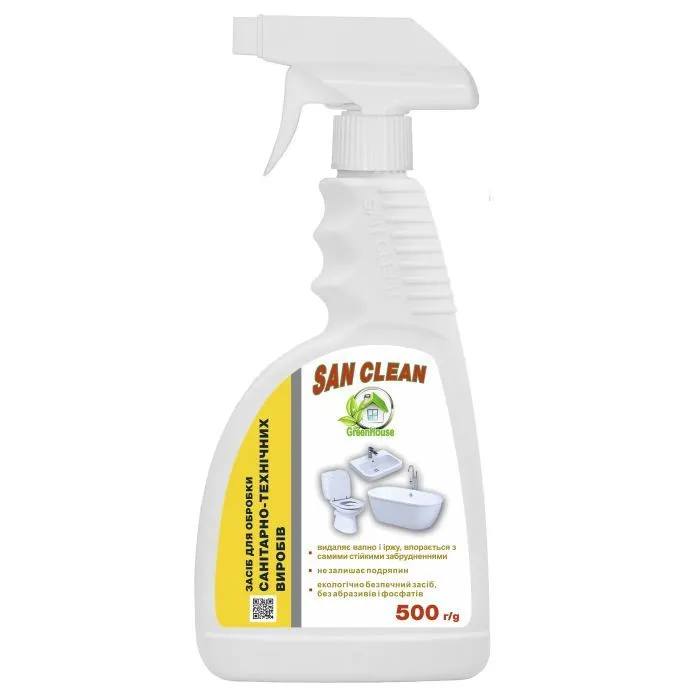 Спрей для чистки ванн San Clean Green House Для сантехники 500 г (4820003542972)