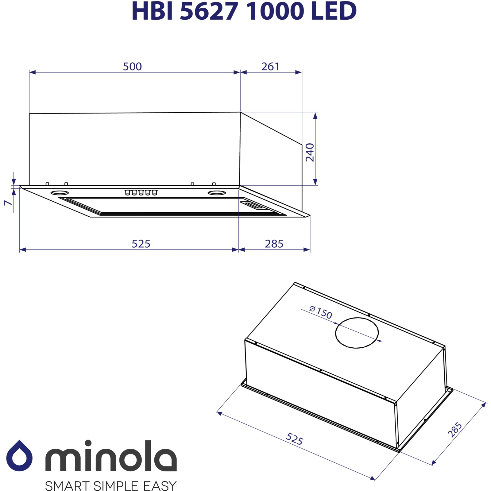 Витяжка кухонна Minola HBI 5627 WH 1000 LED зображення 10